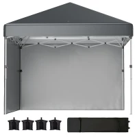 Outsunny 10' x 10' Pop Up Canopy with Sidewalls, Roller Bag, Height Adjustable Instant Tent for Outdoor, Garden, Patio, Dark Grey(m-2)
