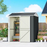 Outsunny 7' x 6' Tall Outdoor Storage Shed, Waterproof Metal Garden Shed with Gloves, Lockable Door, Dark Grey(m-1)