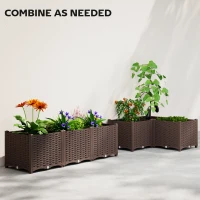 Outsunny Plastic Raised Garden Bed with Legs, Self Watering Elevated Planter Boxes with Drainage Holes and Plugs(m-4)