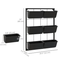 Outsunny 3-Tier Wall Planter with 6 Pots for Indoor and Outdoor Use, Hanging Plant Holder, Self Draining Wall Mounted Planter(m-3)