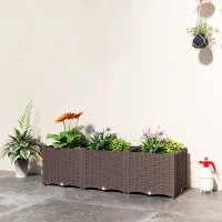 Outsunny Plastic Raised Garden Bed with Legs, Self Watering Elevated Planter Boxes with Drainage Holes and Plugs(m-8)