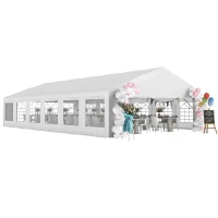 Outsunny 23' x 39' Party Tent, Heavy Duty Outdoor Canopy Tent Shelter with 2 Doors and 12 Windows for Parties, Events, White(m-11)