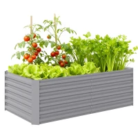 Outsunny 6' x 3' x 2' Raised Garden Bed, Galvanized Planter Box for Growing Flowers, Herbs and Vegetables, Light Grey(m-11)