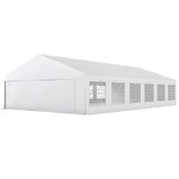 Outsunny 23' x 39' Party Tent, Heavy Duty Outdoor Canopy Tent Shelter with 2 Doors and 12 Windows for Parties, Events, White(m-2)