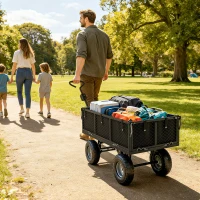 Outsunny Steel Garden Cart, Utility Wagon Cart with Removable Liner, Quick-Release Sides, 10" Wheels, 660lbs Capacity(m-10)