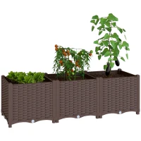 Outsunny Plastic Raised Garden Bed with Legs, Self Watering Elevated Planter Boxes with Drainage Holes and Plugs(m-11)