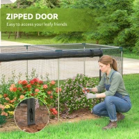 Outsunny Galvanized Steel Crop Cage, Plant Protection Tent with Zippered Door, 12' x 4', Black(m-6)