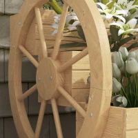 Outsunny Wooden Wagon Planter Box, 3-Tier Raised Garden Bed, for Vegetables Flowers Herbs, 24" x 24" x 22", Natural(m-9)