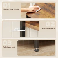 HOMCOM Kitchen Baker's Rack with Power Outlet and LED Light, 5-Tier Coffee Bar Station with 10 Hooks, Rustic Brown(m-9)