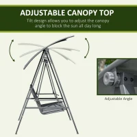 Outsunny 2-Seat Outdoor Porch Swing Patio Swing with Adjustable Canopy, Removable Seat and and Steel Frame for Garden, Poolside(m-4)