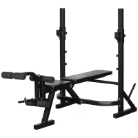 Soozier Weight Bench, Flat Incline Decline Workout Bench Press Set with Squat Racks, Leg Developer, Weight Plate Stand(m-2)
