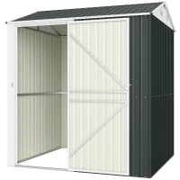 Outsunny 7' x 6' Tall Outdoor Storage Shed, Waterproof Metal Garden Shed with Gloves, Lockable Door, Dark Grey(m-2)