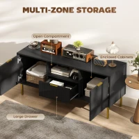 HOMCOM Modern TV Console for TVs up to 40 Inch, Entertainment Center with Smart RGB LED Lights and Soft Close Doors, Black(m-5)