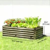 Outsunny 6' x 3' x 2' Raised Garden Bed, Galvanized Planter Box for Growing Flowers, Herbs and Vegetables, Light Wood Effect(m-3)