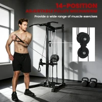 Soozier Cable Station Dual Pulley System with Pull up Bar and 14 Adjustable Positions(m-6)