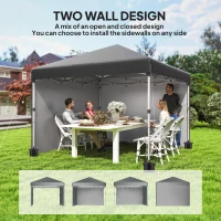 Outsunny 10' x 10' Pop Up Canopy with Sidewalls, Roller Bag, Height Adjustable Instant Tent for Outdoor, Garden, Patio, Dark Grey(m-4)
