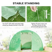 Outsunny Walk-In Tunnel Greenhouse, Plant Hot House with 4 Windows and Zipper Door, 10' x 10' x 7' , Green(m-5)