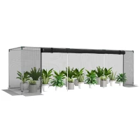 Outsunny Galvanized Steel Crop Cage, Plant Protection Tent with Zippered Door, 12' x 4', Black(m-11)