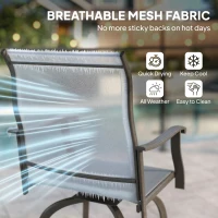 Outsunny Outdoor Bar Stools Set of 2, Swivel Bar Height Chairs with High Back, Curved Armrests and Steel Frame, Light Grey(m-5)