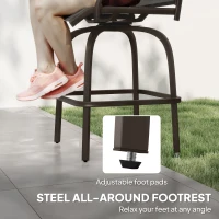 Outsunny Outdoor Bar Stools Set of 2, Swivel Bar Height Chairs with High Back, Curved Armrests and Steel Frame, Black(m-7)