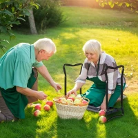 Outsunny Garden Kneeler and Seat Stool, Folding Gardening Stool Kneeling Chair with Thicken Pad and Handles(m-1)