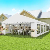Outsunny 20' x 40' Party Tent, Outdoor Canopy Tent with Removable Sidewalls, 12 Windows for Parties, Wedding, Events, BBQ, White(m-2)