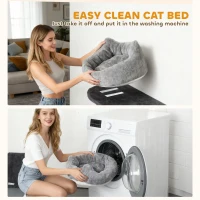 PawHut 4Pcs Cat Wall Shelves with Scratching Post & Pad, Condo, Hammock, Bed, Step, Hanging Pompoms, Perches(m-6)