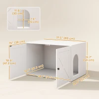 PawHut Cat Litter Box Enclosure with Double Doors, Handles, Fit Most of Cat and Litter Box, 31.5" x 21" x 20", White(m-3)