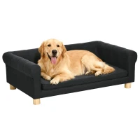 PawHut Modern Pet Sofa Cat or Medium Large Dog Couch W/ Removable Seat Cushion, Black(m-2)