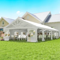 Outsunny Heavy Duty Party Tent, 19.5' x 39' Large Sun Shade Canopy Tent for Parties, Wedding, Events, BBQ Grill, White(m-2)