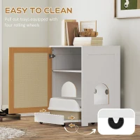 PawHut Cat Litter Box Enclosure, Hidden Litter Box Furniture with Pull-Out Tray, Storage Cabinet, Scratching Mat, Oak(m-4)