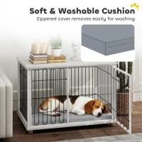 PawHut Dog Crate Furniture with Washable Cushion, Adjustable Feet for Medium Dogs, Indoor Use, Grey(m-10)