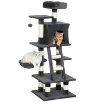 PawHut 52 Inch Large Cat Tree for Indoor Cats, Dark Grey(m-11)