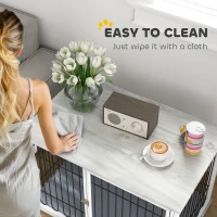 PawHut Dog Crate Furniture with Washable Cushion, Adjustable Feet for Medium Dogs, Indoor Use, Grey(m-7)