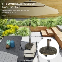 Outsunny Round Patio Umbrella Base, 46 lbs Resin Umbrella Base with Wheels, Outdoor Umbrella Stand for 1.3"/1.5"/1.9" Umbrella Poles for Outdoor, Lawn, Poolside, Bronze(m-4)