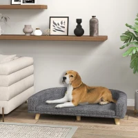 PawHut Dog Sofa for Large Dogs with Washable Cover, Anti-slip Foot Pads, Dark Grey(m-8)
