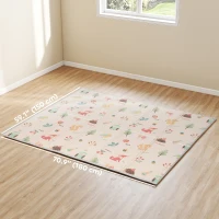 Qaba Foldable Baby Play Mat Double-Sided, Reversible Foam Soft Crawling Mat for Toddlers, for Bedroom, Nursery and Playroom(m-3)