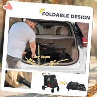 PawHut Foldable Pet Stroller with Universal Front Wheels, Shock Absorber, Dog Cat Carriage for Large & Medium Dogs, Black(m-5)