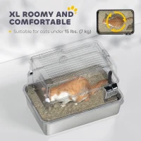 PawHut XL Stainless Steel Cat Litter Box for Big Cats with Flip Top, Scoop, Easy Clean & No Odors, Non-Sticky(m-5)