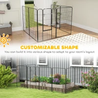 PawHut 8 Panel Pet Playpen Play Yard Fence Home DIY Heavy-Duty Metal Foldable Indoor Outdoor 47"H(m-4)