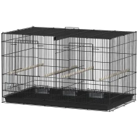 PawHut 18" H Bird Cage, Large Parakeet Cage for Budgie, Lovebird, Canary, Finches with Divider, Black(m-2)