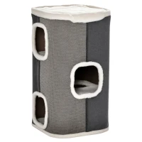 PawHut 4-Story Cat House for Indoor, Cat Condo with Sisal Scratching Surface, Removable Cushion, 16" x 16" x 29", Grey(m-2)