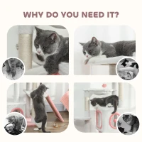 PawHut 65 Inch Cat Tree with 2 Doors Condos, Plush Top Perch, Hammock, Sisal Scratching Posts, 4 Pompoms, Ramp, White(m-9)