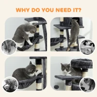 PawHut 52 Inch Large Cat Tree for Indoor Cats, Dark Grey(m-9)