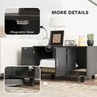 PawHut Cat Litter Box Enclosure, Cat House End Table with Scratcher, Black(m-7)