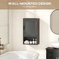 HOMCOM Bathroom Cabinet, Wall Mounted Storage Cabinet with Adjustable Shelves, 40 x 20 x 60 cm, Black(m-7)
