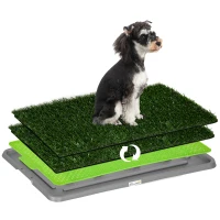 PawHut Artificial Grass Pee Pad for Dogs Potty Training, 26" x 16", 2 Packs, Green(m-11)