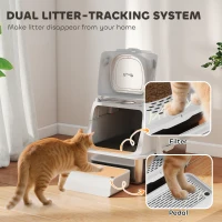 PawHut XL Stainless Steel Cat Litter Box, Kitty Litter Box with Flip Cover, Pedal, Deodorizer, for Big Cats(m-9)