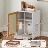 PawHut Cat Litter Box Enclosure, Hidden Litter Box Furniture with Pull-Out Tray, Storage Cabinet, Scratching Mat, Oak(m-3)