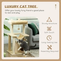 PawHut 39.25'' Cat Tree Tower Multi-Level Kitten House with Scratching Post Condo Hammock Bed Ball Toy - Beige(m-4)